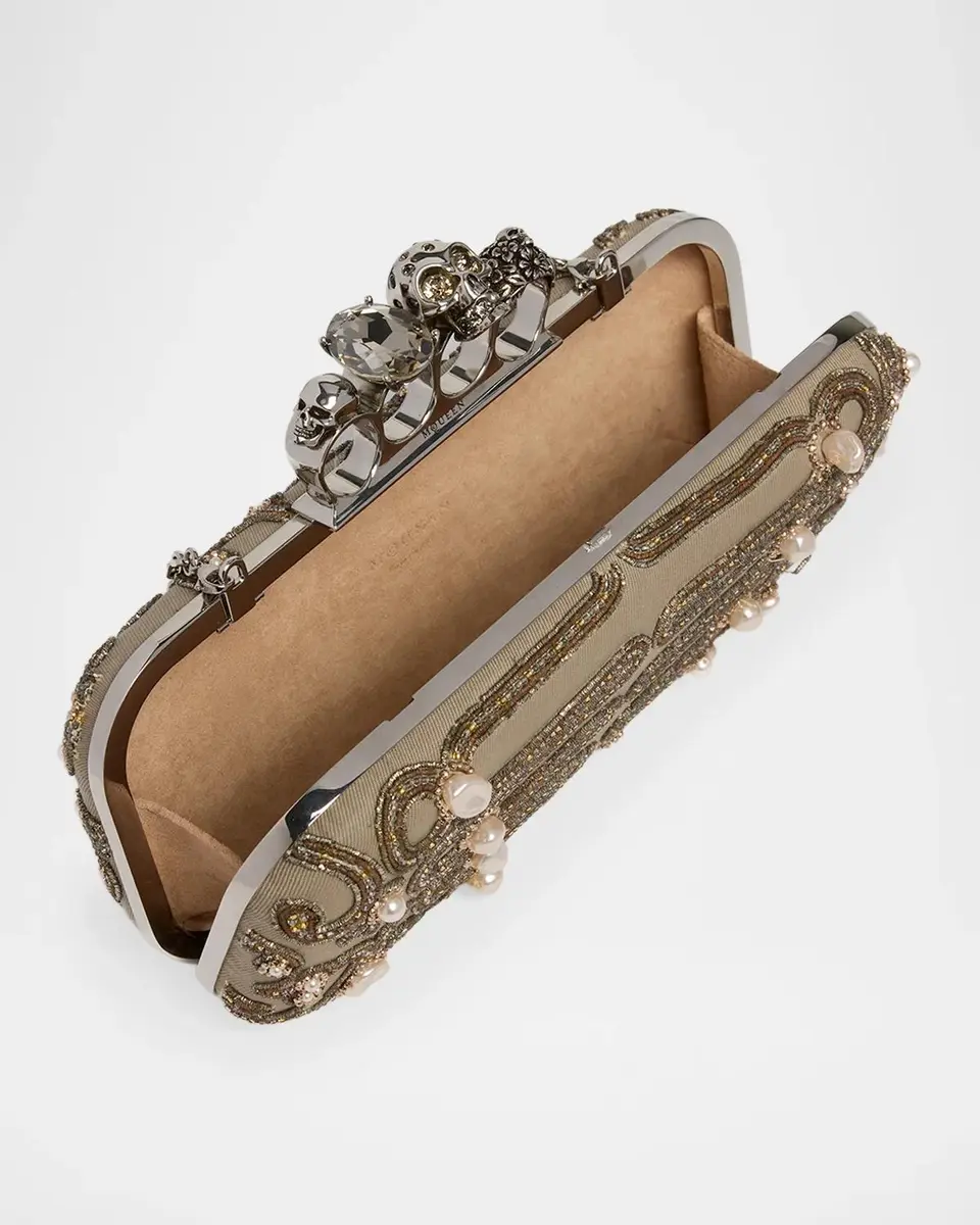 Alexander McQueen Long Embroidered Knuckle Clutch Bag | Thumbnail 4