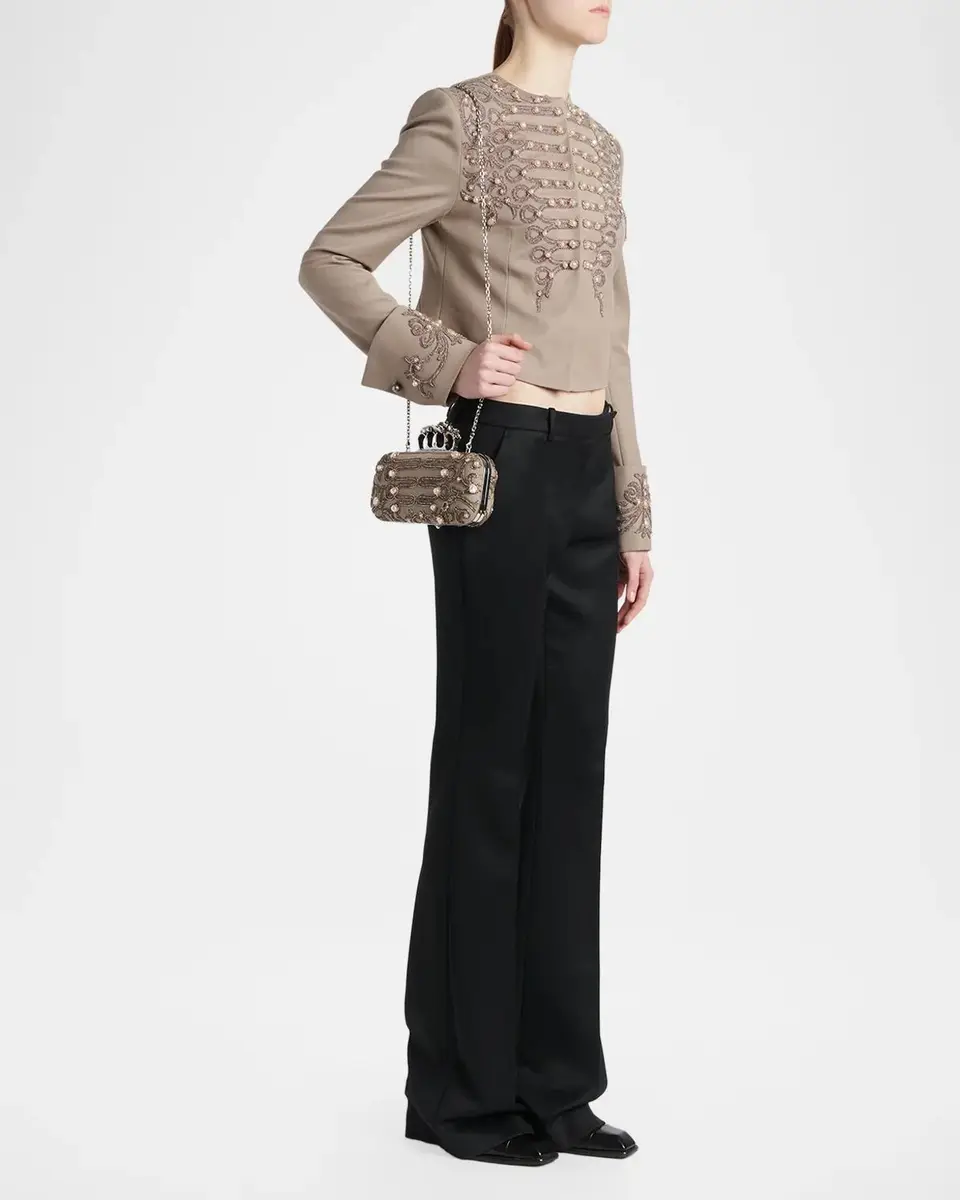 Alexander McQueen Long Embroidered Knuckle Clutch Bag | Thumbnail 5