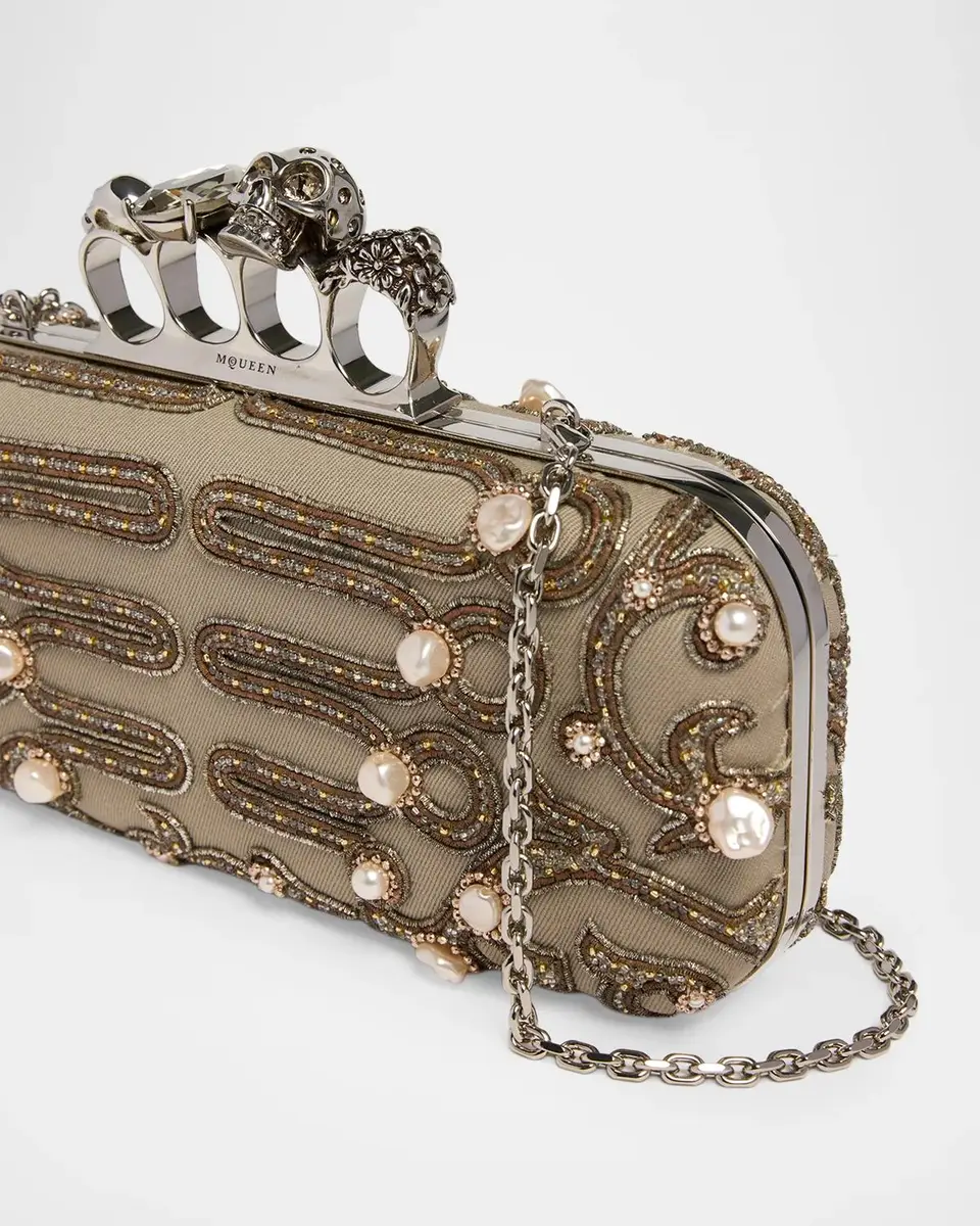 Alexander McQueen Long Embroidered Knuckle Clutch Bag | Thumbnail 6