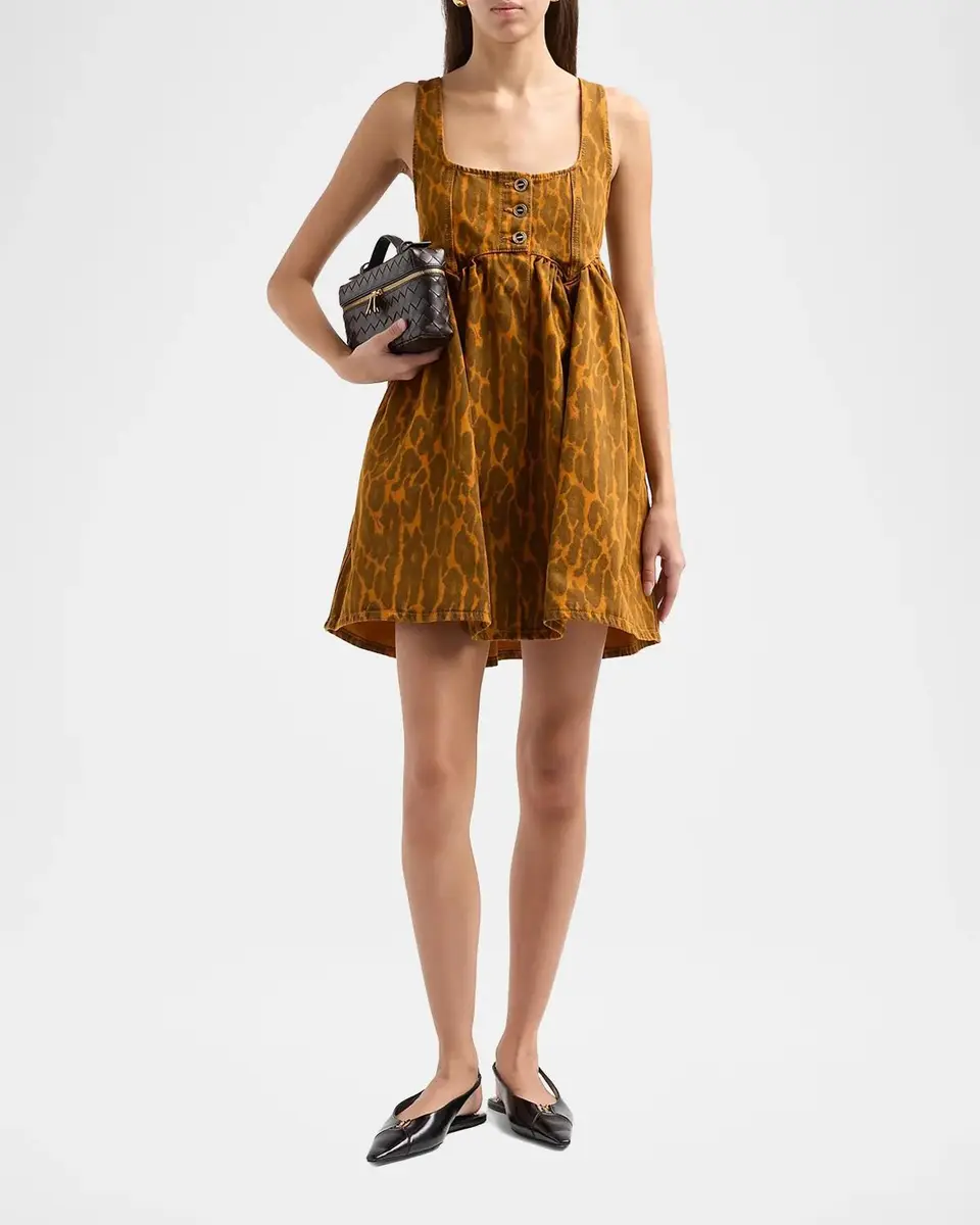 Ganni Print Denim Bubble Mini Dress | Thumbnail 2 Ganni Print Denim Bubble Mini Dress | Thumbnail 2