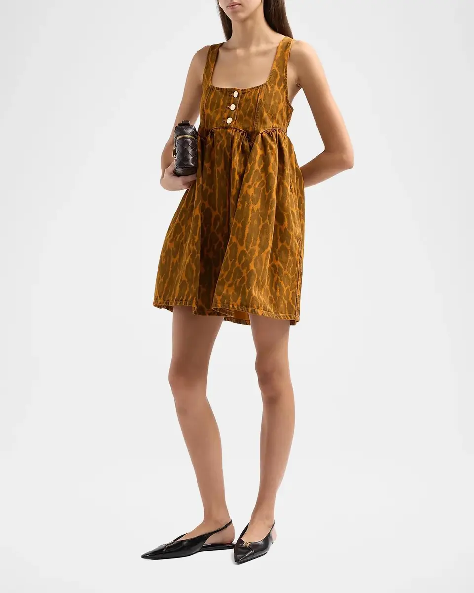 Ganni Print Denim Bubble Mini Dress | Thumbnail 4 Ganni Print Denim Bubble Mini Dress | Thumbnail 4