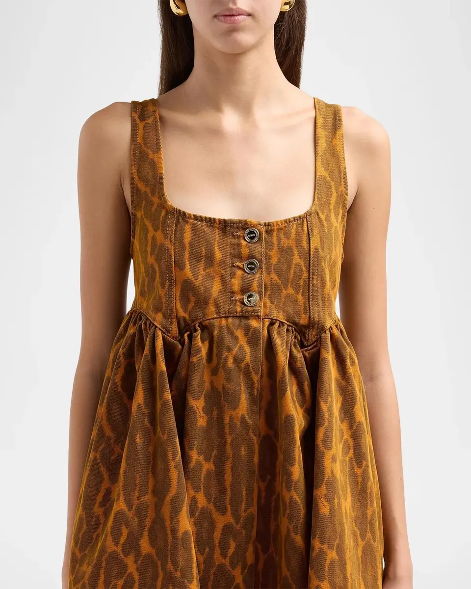 Ganni Print Denim Bubble Mini Dress | Thumbnail 5 Ganni Print Denim Bubble Mini Dress | Thumbnail 5