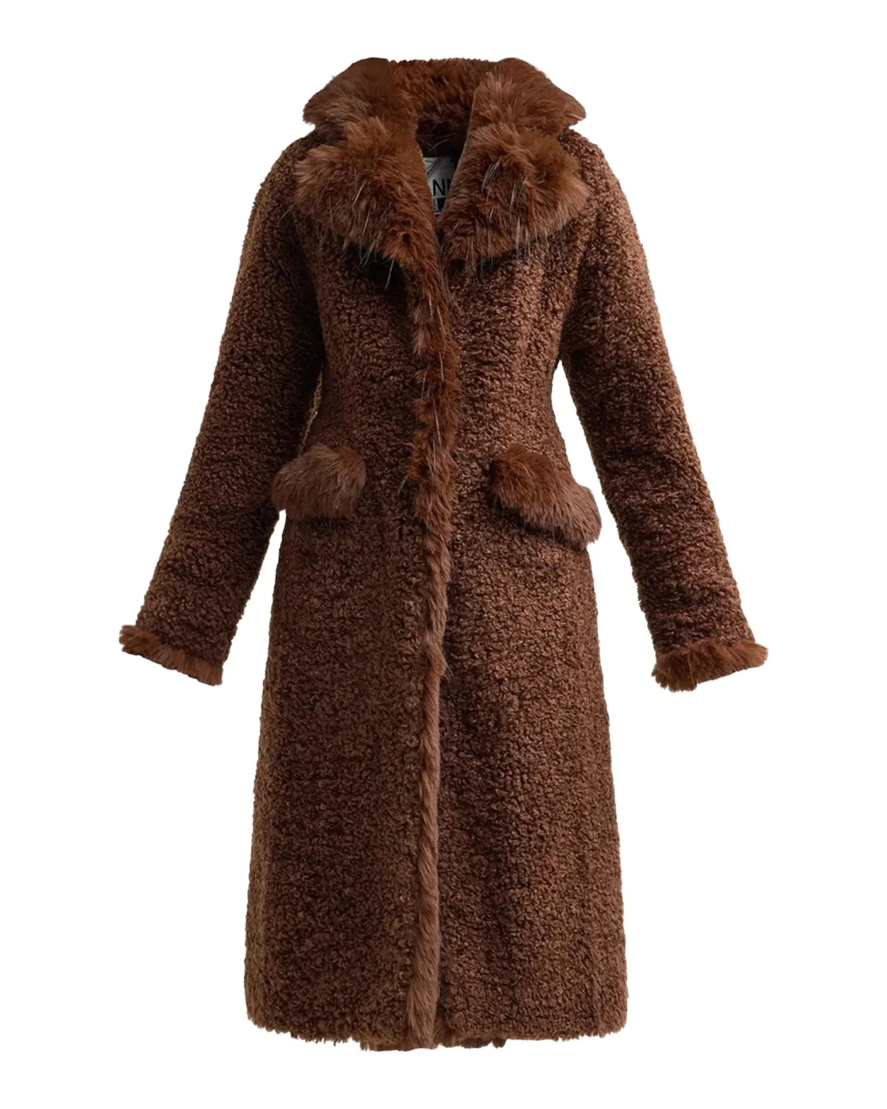 Ganni Long Teddy Faux-Shearling Coat