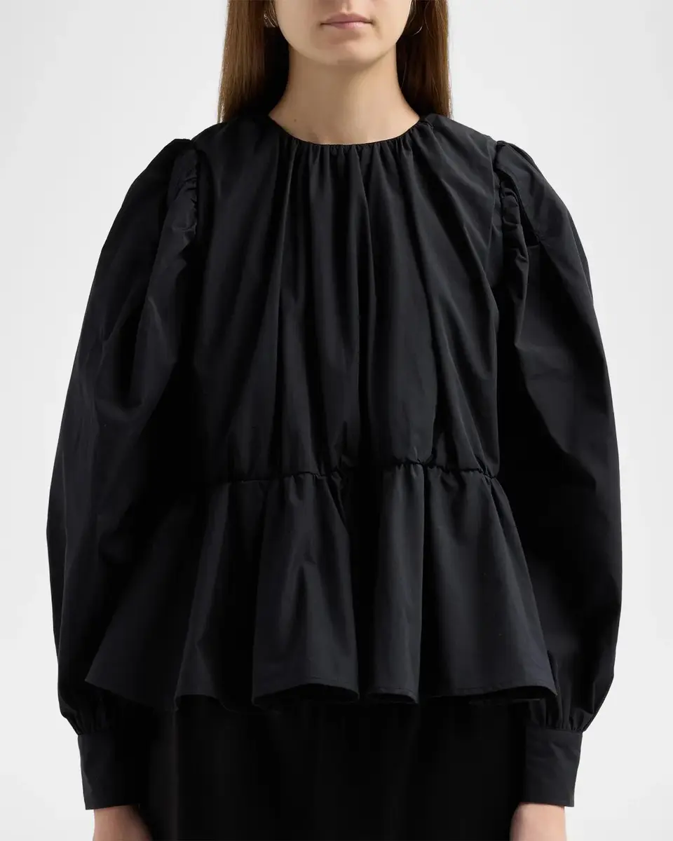 Ganni Compact Poplin Gathered Peplum Blouse | Thumbnail 3 Ganni Compact Poplin Gathered Peplum Blouse | Thumbnail 3