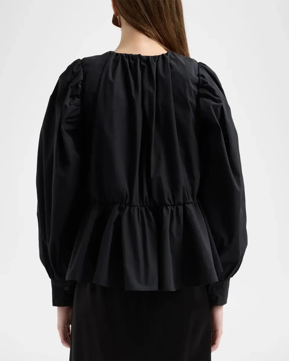 Ganni Compact Poplin Gathered Peplum Blouse | Thumbnail 4 Ganni Compact Poplin Gathered Peplum Blouse | Thumbnail 4