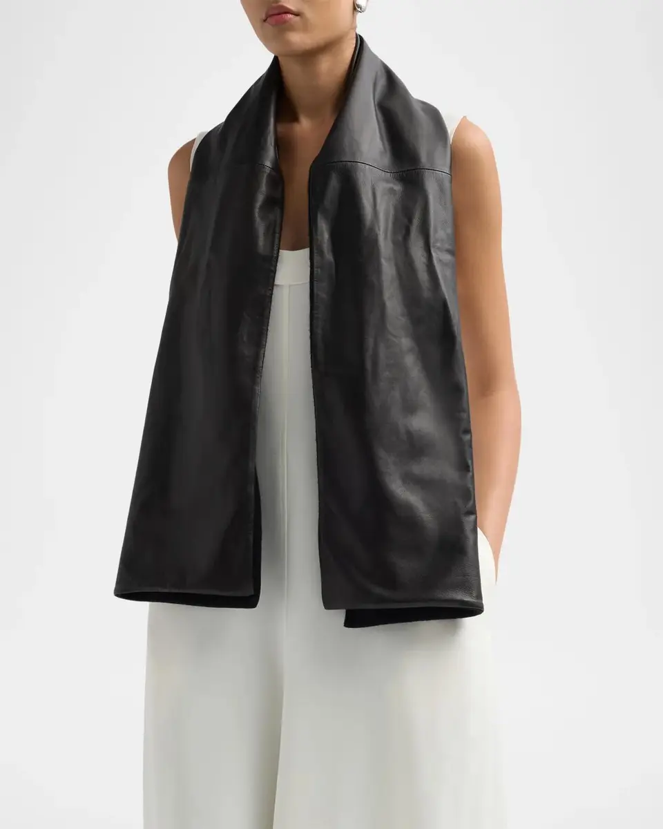 TOTEME Leather Cashmere Scarf | Thumbnail 3 TOTEME Leather Cashmere Scarf | Thumbnail 3