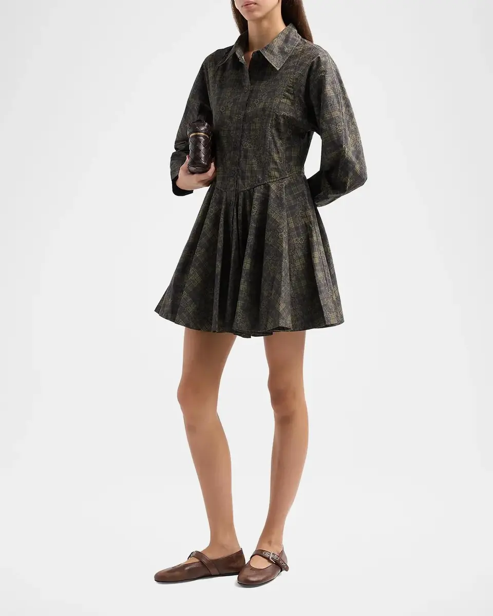Ganni Printed Stretch-Cotton Peplum Mini Dress | Thumbnail 4 Ganni Printed Stretch-Cotton Peplum Mini Dress | Thumbnail 4