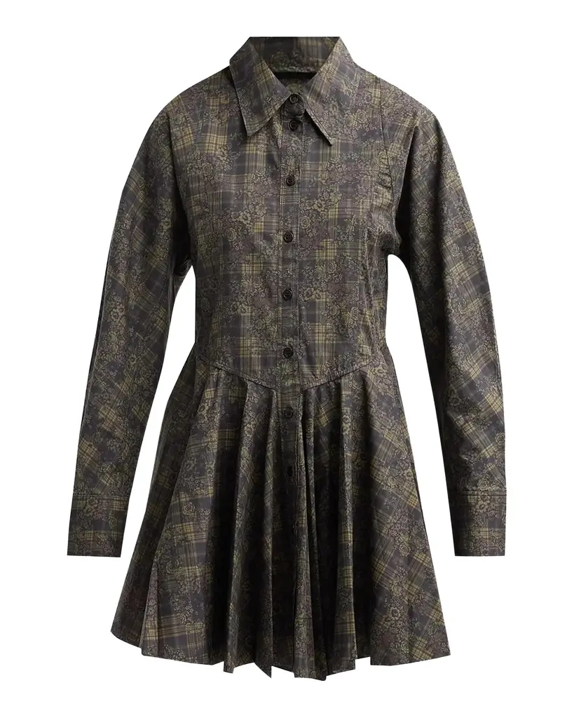 Printed Stretch-Cotton Peplum Mini Dress Printed Stretch-Cotton Peplum Mini Dress
