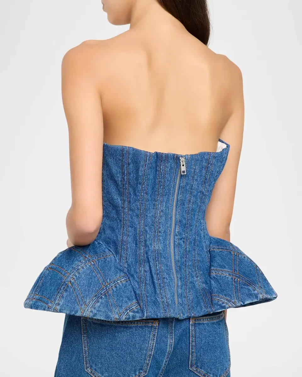 Aknvas Emmi Denim Peplum-Hem Corset | Thumbnail 3 Aknvas Emmi Denim Peplum-Hem Corset | Thumbnail 3