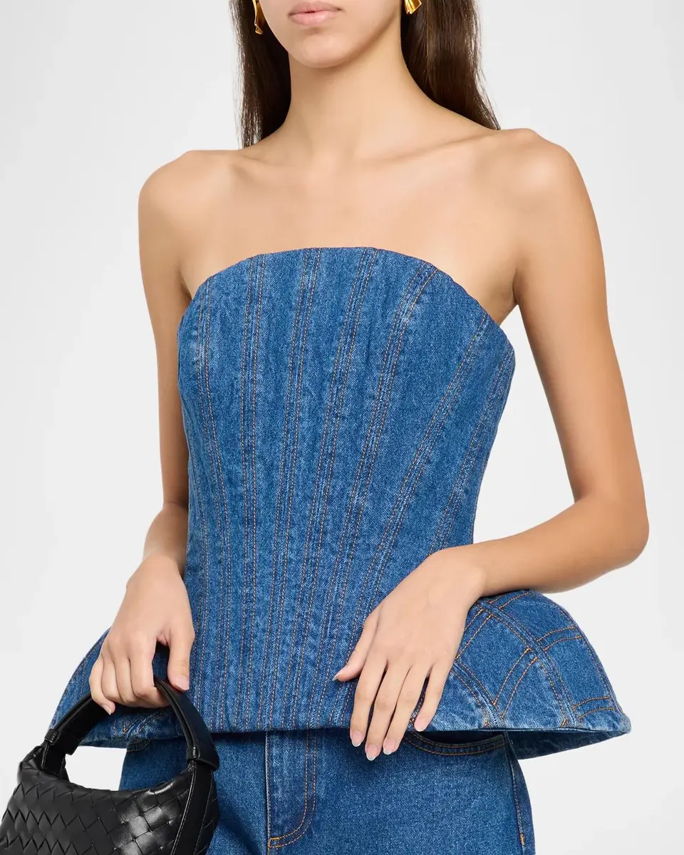 Aknvas Emmi Denim Peplum-Hem Corset | Thumbnail 4 Aknvas Emmi Denim Peplum-Hem Corset | Thumbnail 4