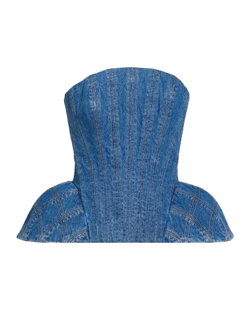 Emmi Denim Peplum-Hem Corset Emmi Denim Peplum-Hem Corset
