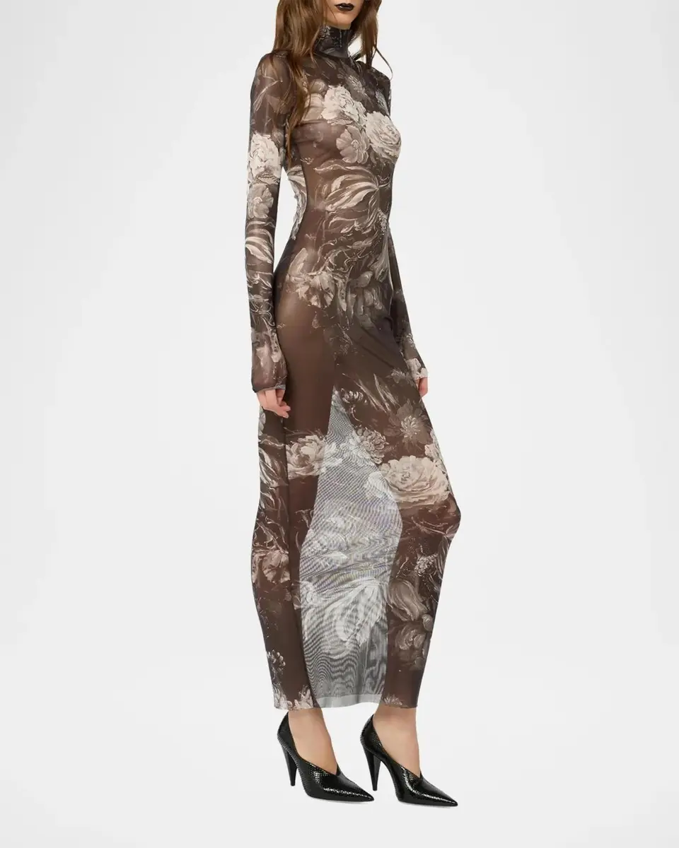 Roberto Cavalli Printed Sheer Maxi Dress | Thumbnail 4 Roberto Cavalli Printed Sheer Maxi Dress | Thumbnail 4