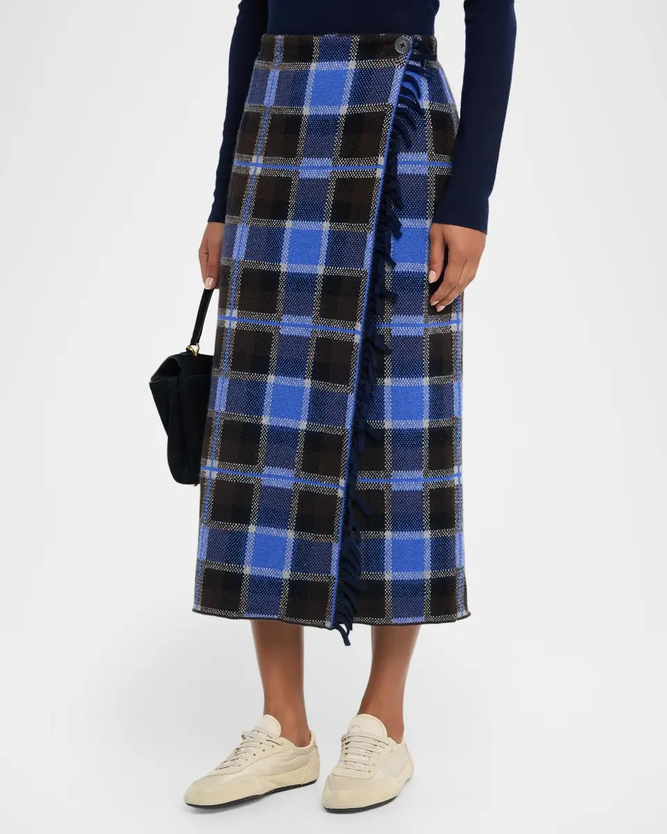 Guest In Residence Tartan Midi Wrap Skirt | Thumbnail 4