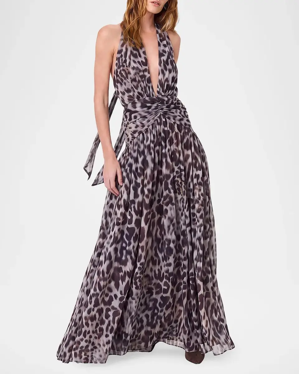 NICHOLAS Arella Plunging Leopard-Print Maxi Dress | Thumbnail 2 NICHOLAS Arella Plunging Leopard-Print Maxi Dress | Thumbnail 2