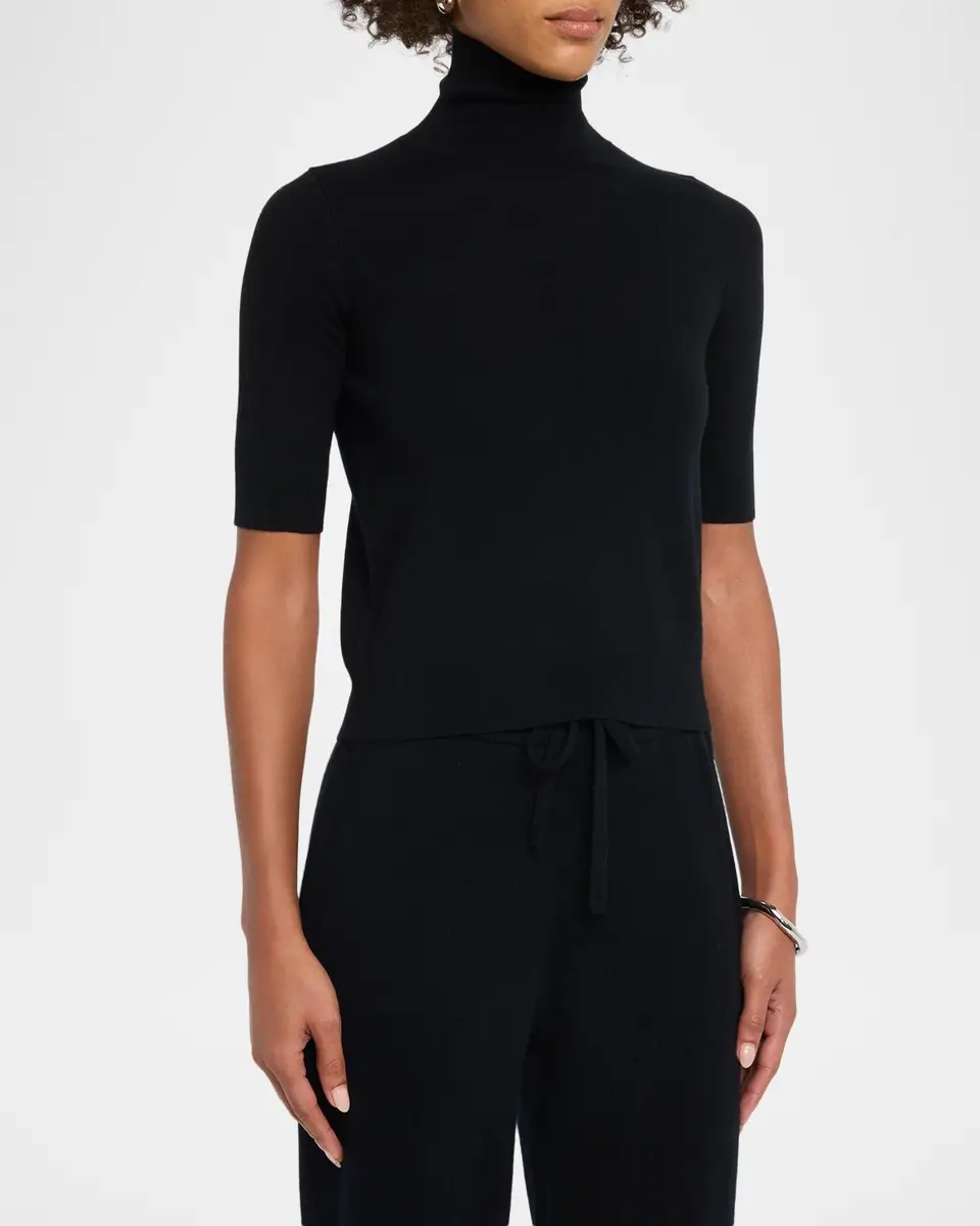 TSE Cashmere Cashmere Short-Sleeve Turtleneck Sweater | Thumbnail 4 TSE Cashmere Cashmere Short-Sleeve Turtleneck Sweater | Thumbnail 4