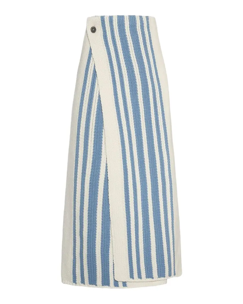 Malo Striped Wool-Cashmere Knit Maxi Skirt