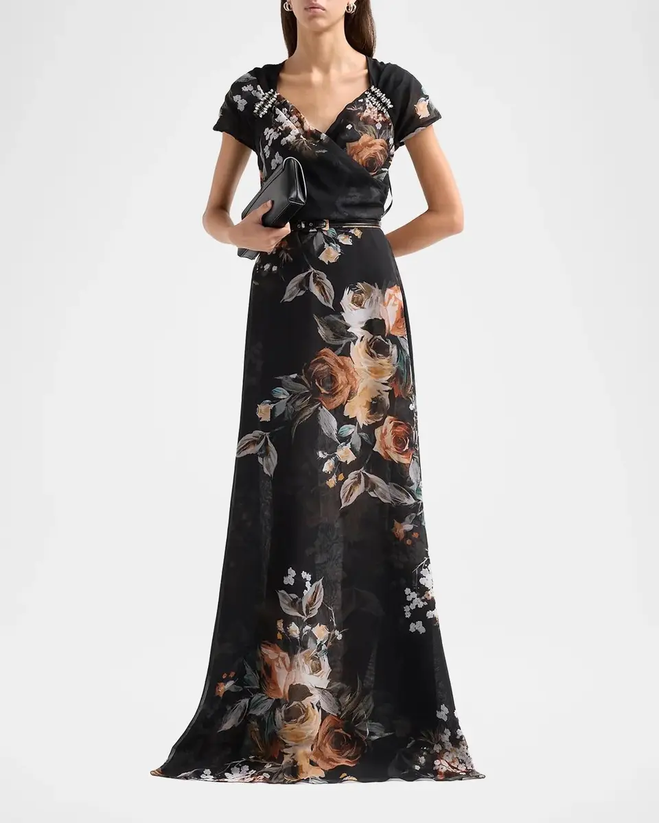 Chiara Boni La Petite Robe Slavka Floral A-Line Gown | Thumbnail 2 Chiara Boni La Petite Robe Slavka Floral A-Line Gown | Thumbnail 2