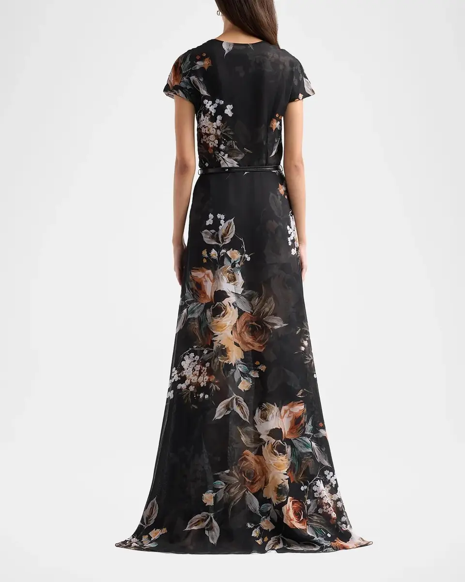 Chiara Boni La Petite Robe Slavka Floral A-Line Gown | Thumbnail 3 Chiara Boni La Petite Robe Slavka Floral A-Line Gown | Thumbnail 3