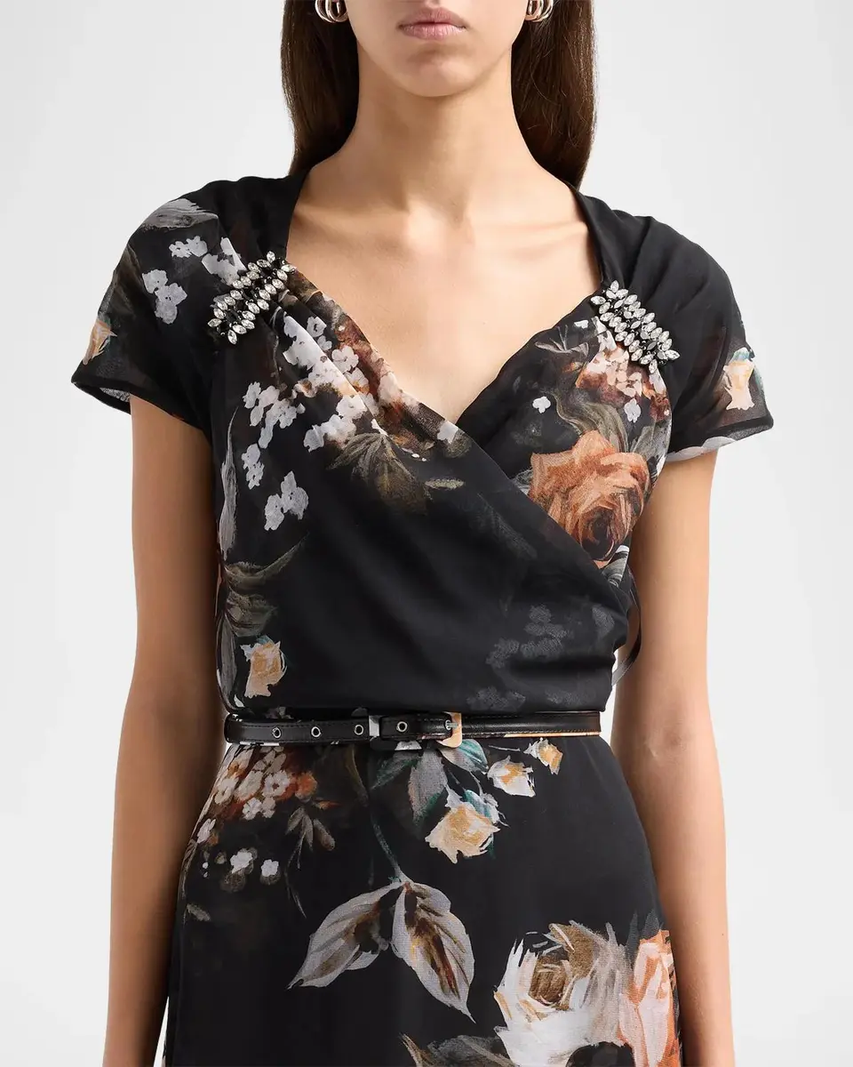 Chiara Boni La Petite Robe Slavka Floral A-Line Gown | Thumbnail 5 Chiara Boni La Petite Robe Slavka Floral A-Line Gown | Thumbnail 5