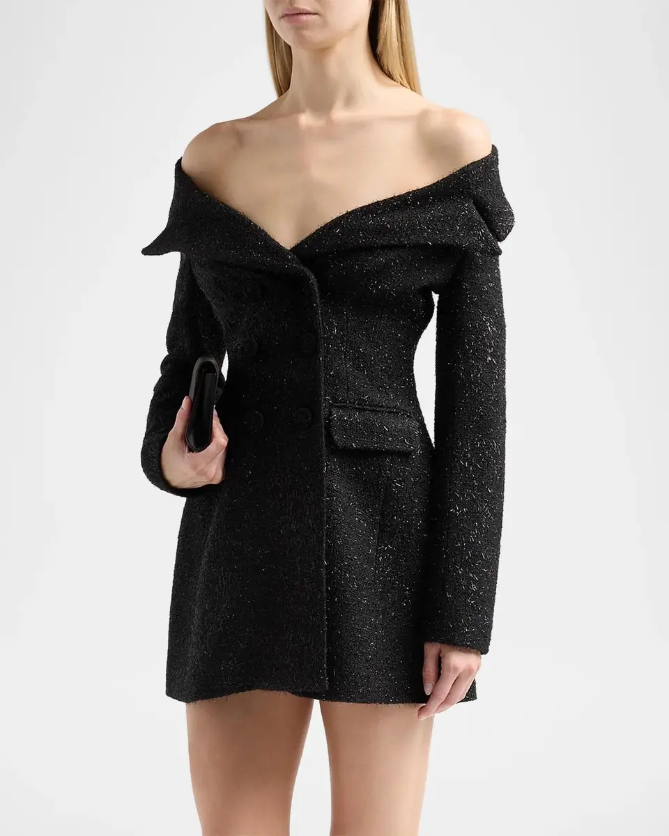 Self-Portrait Metallic Boucle Mini Dress | Thumbnail 4 Self-Portrait Metallic Boucle Mini Dress | Thumbnail 4
