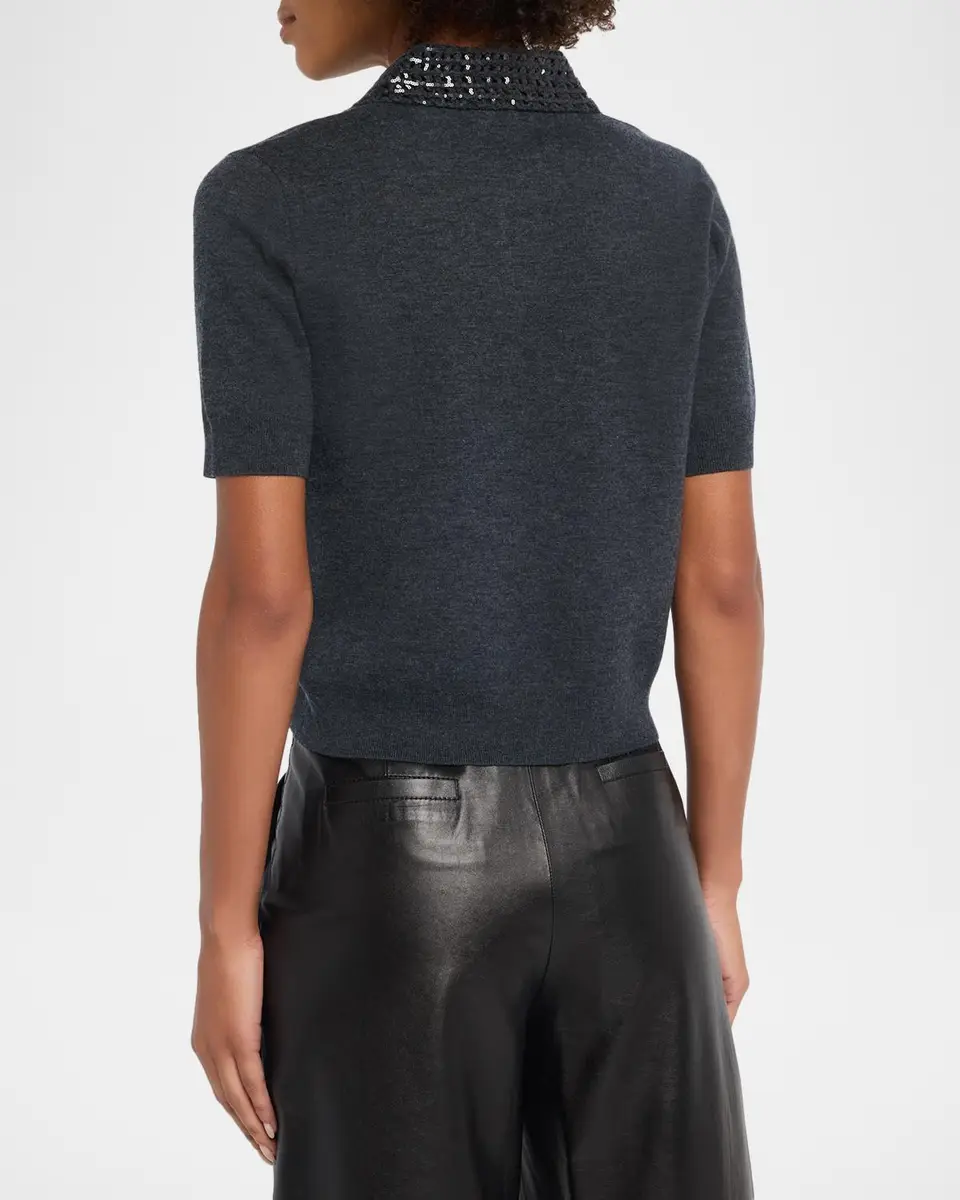 TSE Cashmere Sequin-Collar Polo Sweater | Thumbnail 3 TSE Cashmere Sequin-Collar Polo Sweater | Thumbnail 3