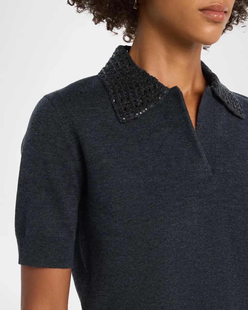 TSE Cashmere Sequin-Collar Polo Sweater | Thumbnail 5 TSE Cashmere Sequin-Collar Polo Sweater | Thumbnail 5
