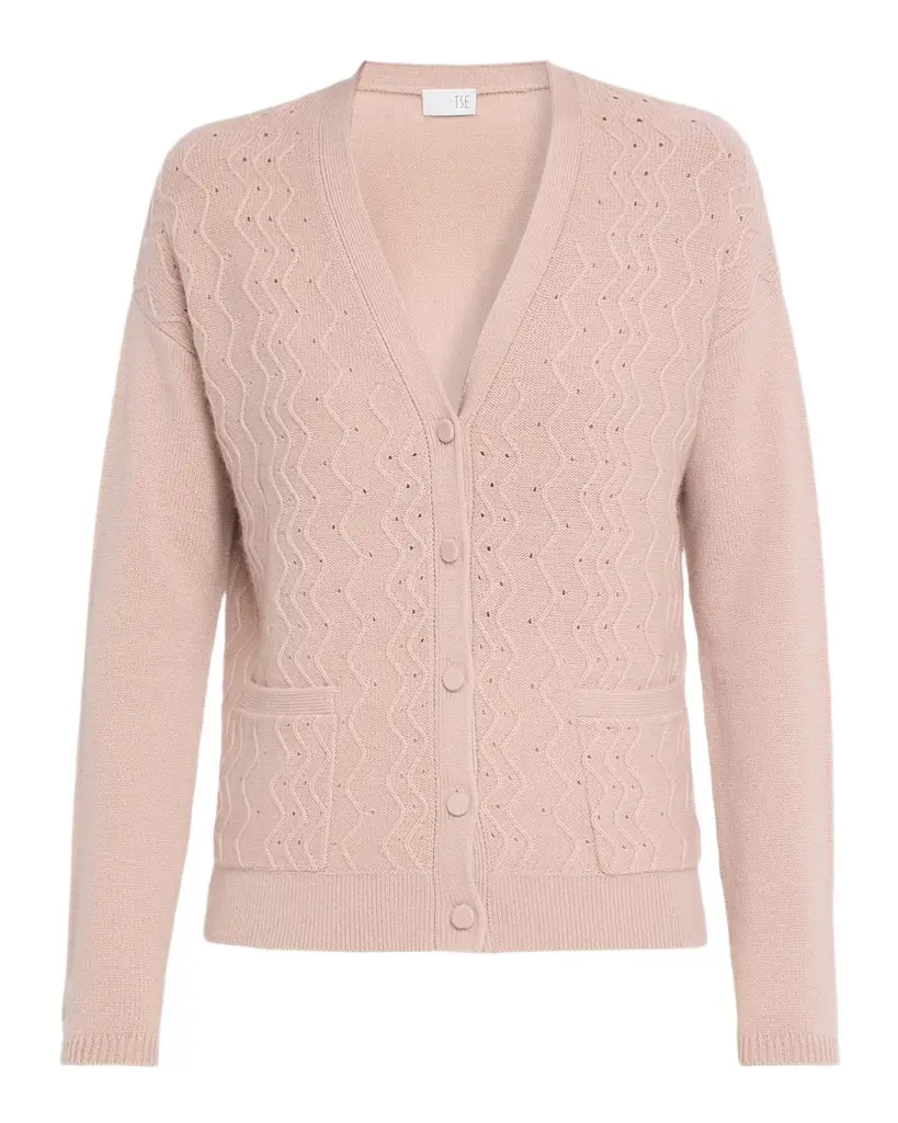 TSE Cashmere Cashmere Textured Button-Front Cardigan