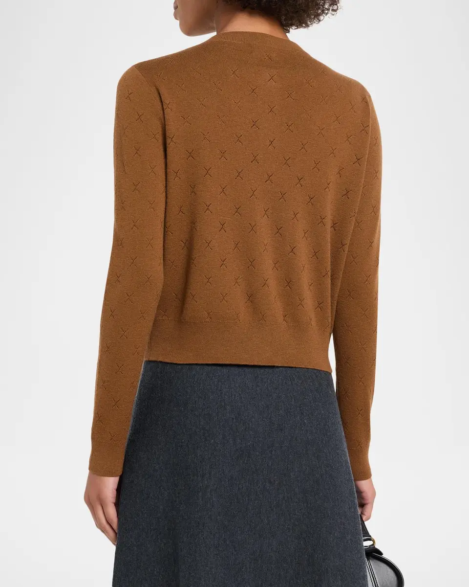 TSE Cashmere Cashmere Pointelle-Knit Crewneck Cardigan | Thumbnail 3 TSE Cashmere Cashmere Pointelle-Knit Crewneck Cardigan | Thumbnail 3