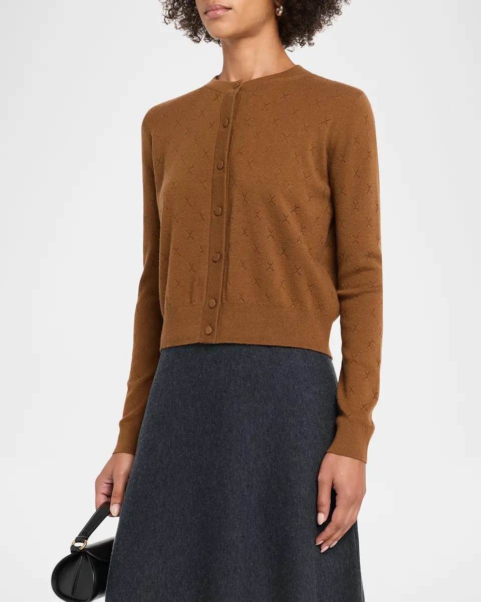 TSE Cashmere Cashmere Pointelle-Knit Crewneck Cardigan | Thumbnail 4 TSE Cashmere Cashmere Pointelle-Knit Crewneck Cardigan | Thumbnail 4