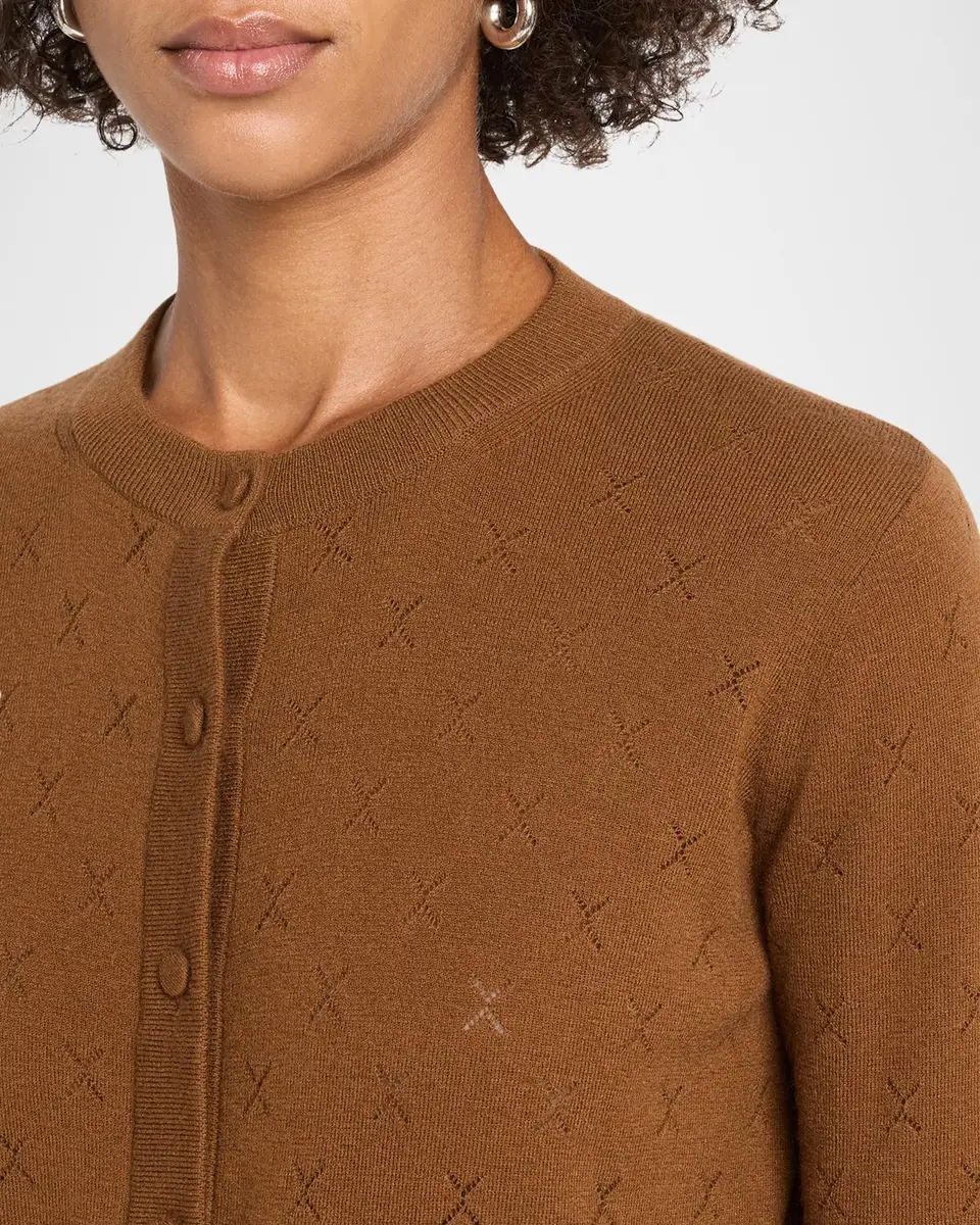 TSE Cashmere Cashmere Pointelle-Knit Crewneck Cardigan | Thumbnail 5 TSE Cashmere Cashmere Pointelle-Knit Crewneck Cardigan | Thumbnail 5