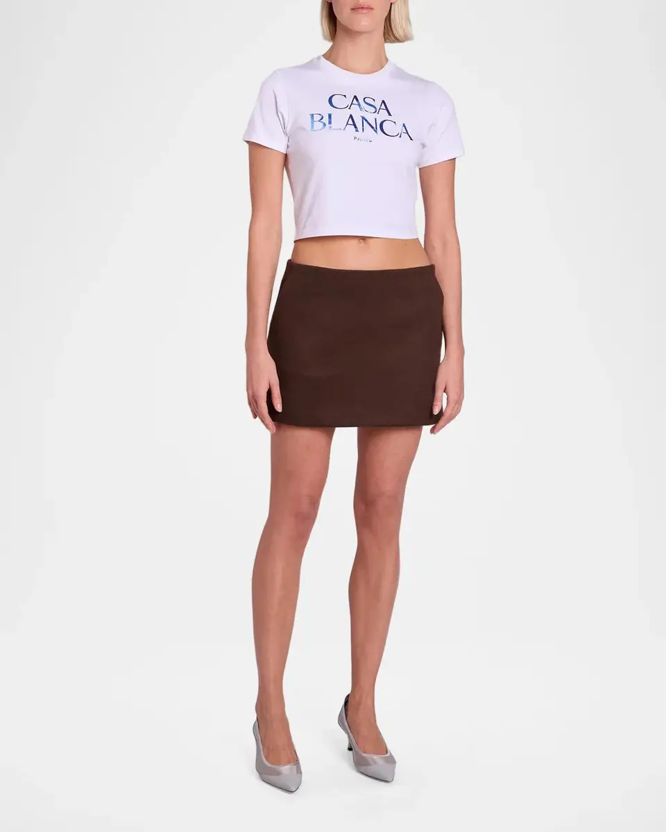 Casablanca Stacked Logo Cotton Crop T-Shirt | Thumbnail 2 Casablanca Stacked Logo Cotton Crop T-Shirt | Thumbnail 2
