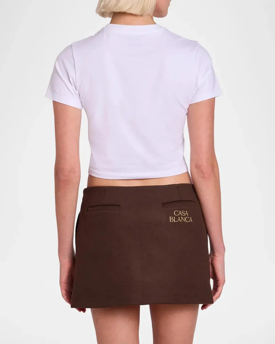 Casablanca Stacked Logo Cotton Crop T-Shirt | Thumbnail 3 Casablanca Stacked Logo Cotton Crop T-Shirt | Thumbnail 3
