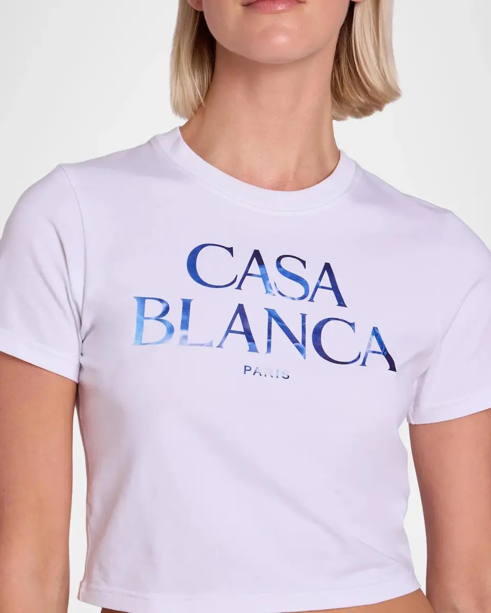 Casablanca Stacked Logo Cotton Crop T-Shirt | Thumbnail 5 Casablanca Stacked Logo Cotton Crop T-Shirt | Thumbnail 5