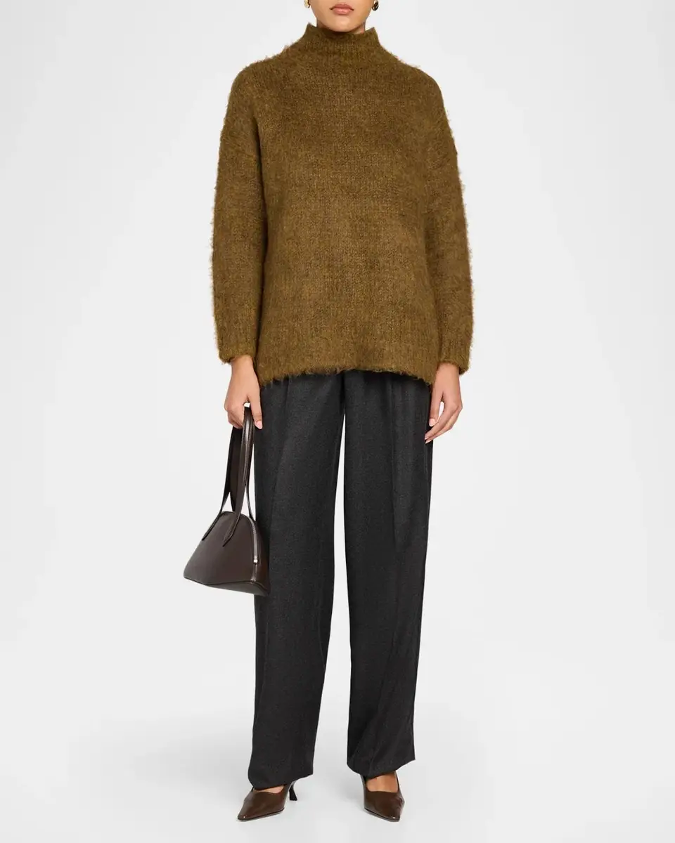 Vince Mock Turtleneck Brushed Wool-Blend Oversized Sweater | Thumbnail 2 Vince Mock Turtleneck Brushed Wool-Blend Oversized Sweater | Thumbnail 2