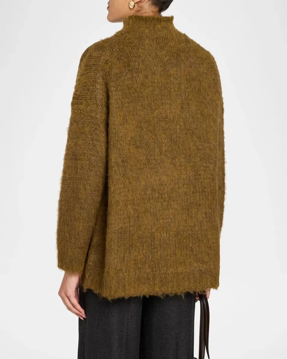 Vince Mock Turtleneck Brushed Wool-Blend Oversized Sweater | Thumbnail 3 Vince Mock Turtleneck Brushed Wool-Blend Oversized Sweater | Thumbnail 3