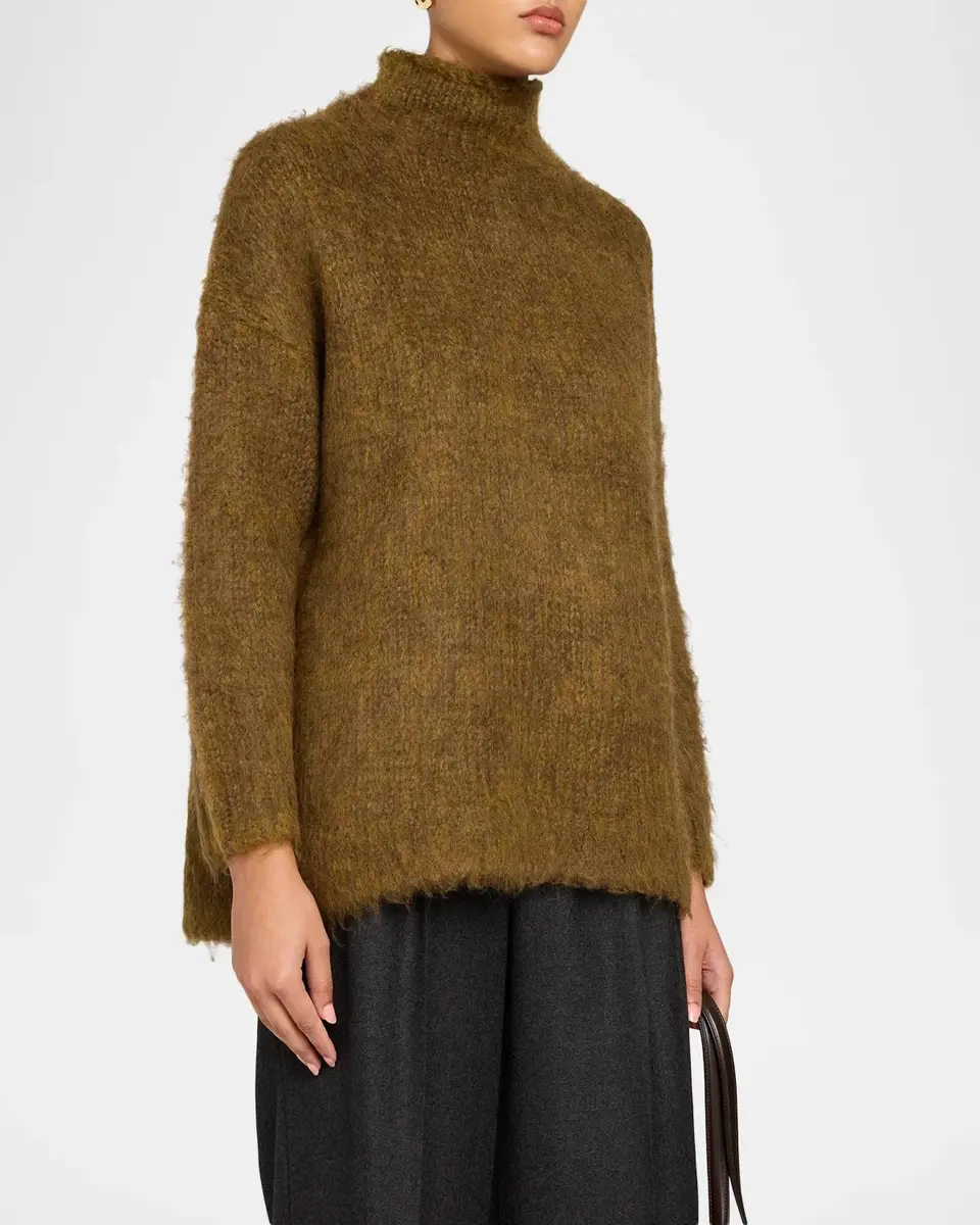 Vince Mock Turtleneck Brushed Wool-Blend Oversized Sweater | Thumbnail 4 Vince Mock Turtleneck Brushed Wool-Blend Oversized Sweater | Thumbnail 4