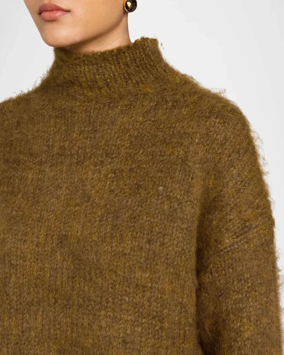 Vince Mock Turtleneck Brushed Wool-Blend Oversized Sweater | Thumbnail 5 Vince Mock Turtleneck Brushed Wool-Blend Oversized Sweater | Thumbnail 5