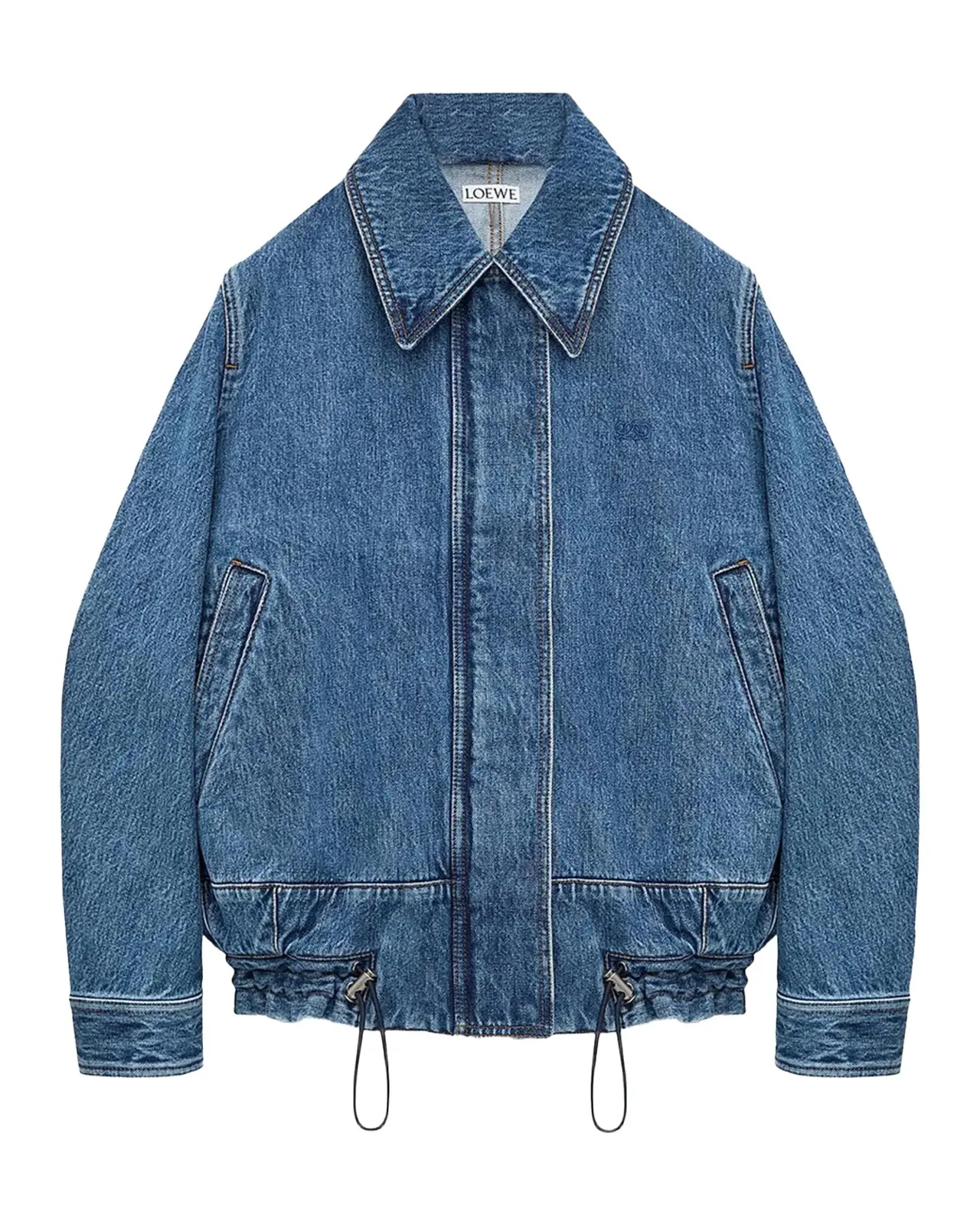Loewe Drawstring Washed-Denim Drawstring Jacket