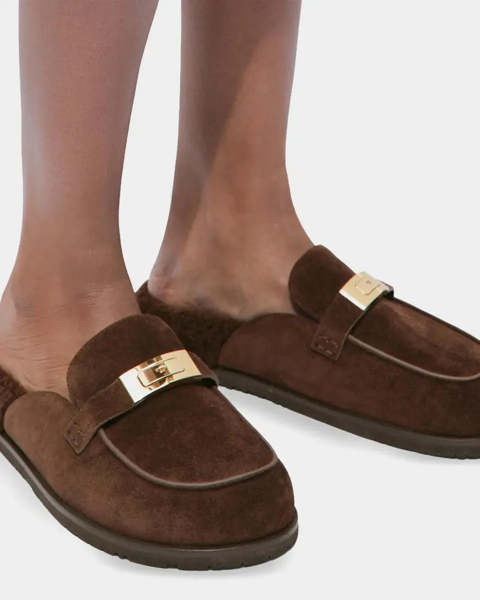 Tory Burch Leelee Shearling-Lined Suede Mules | Thumbnail 2