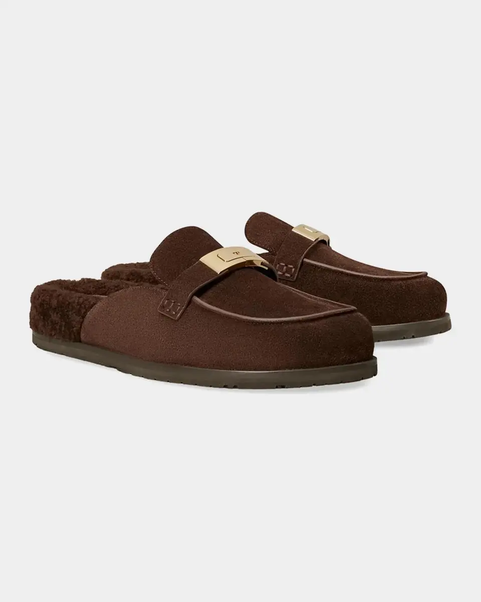 Tory Burch Leelee Shearling-Lined Suede Mules | Thumbnail 3
