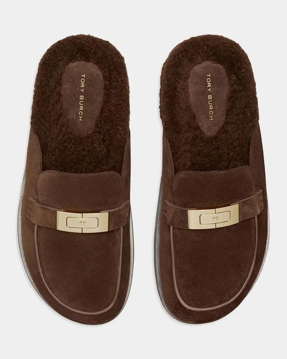 Tory Burch Leelee Shearling-Lined Suede Mules | Thumbnail 5