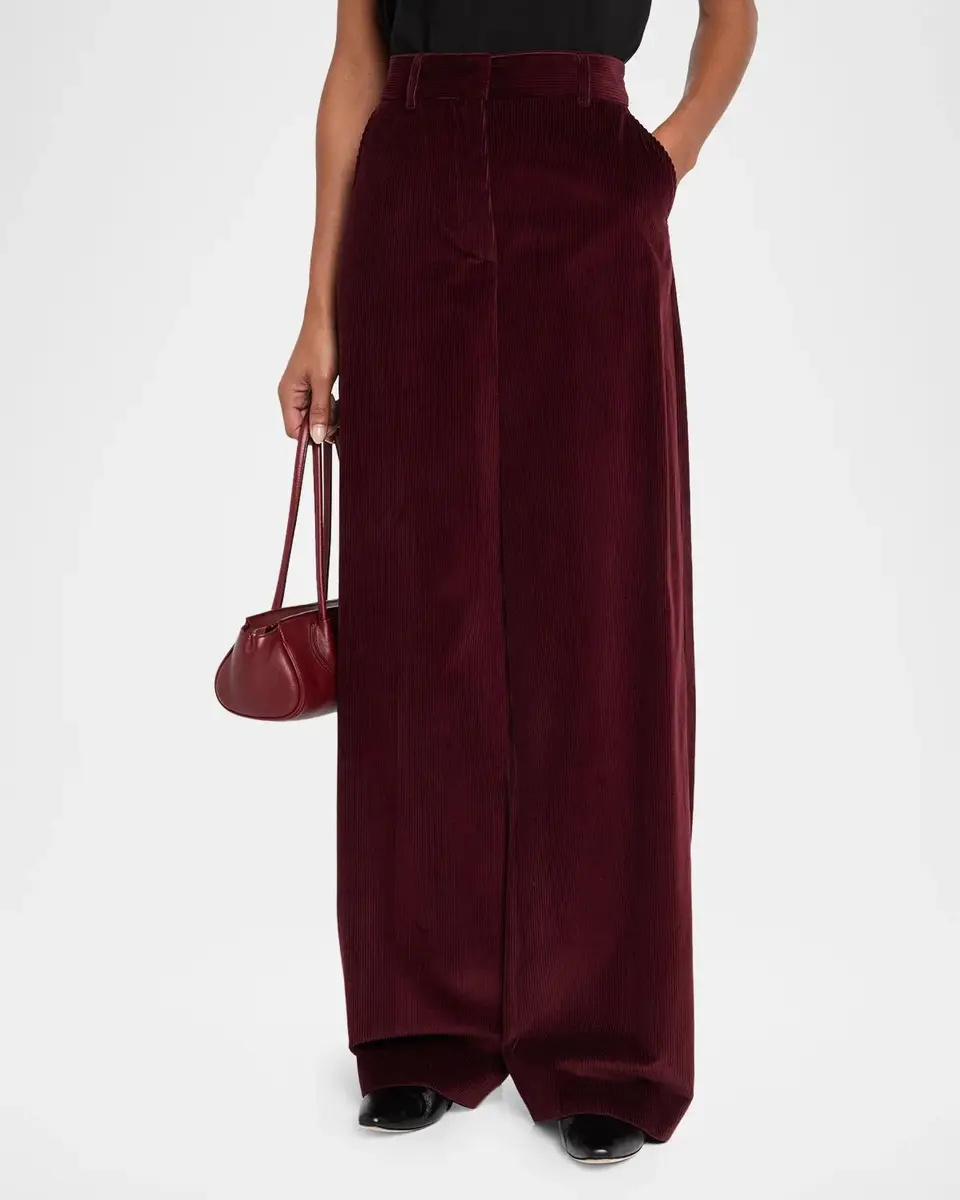 Weekend Max Mara Tania Wide-Leg Cotton Corduroy Trousers | Thumbnail 4