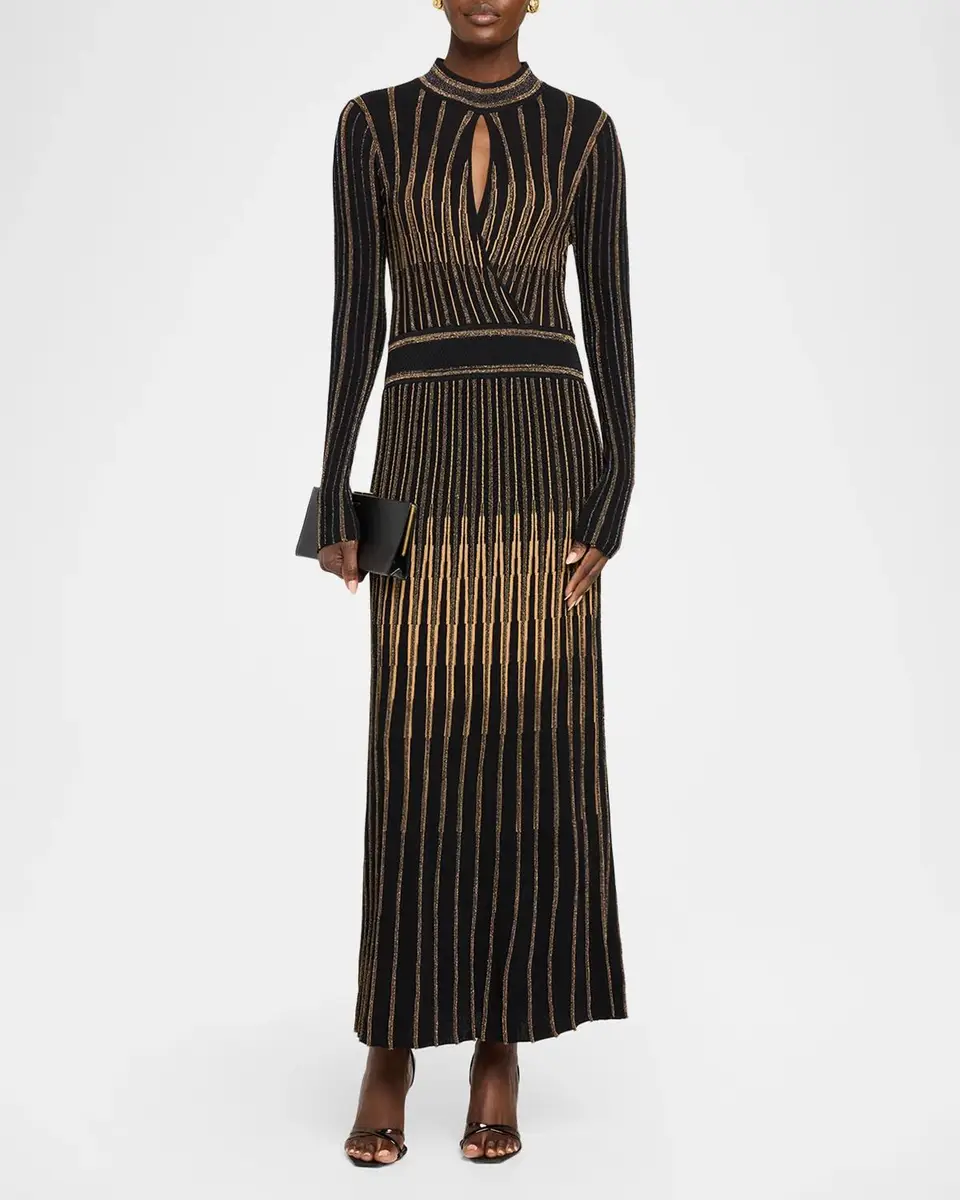 Elie Tahari The Alicia Shimmer-Knit Cutout Maxi Dress | Thumbnail 2 Elie Tahari The Alicia Shimmer-Knit Cutout Maxi Dress | Thumbnail 2