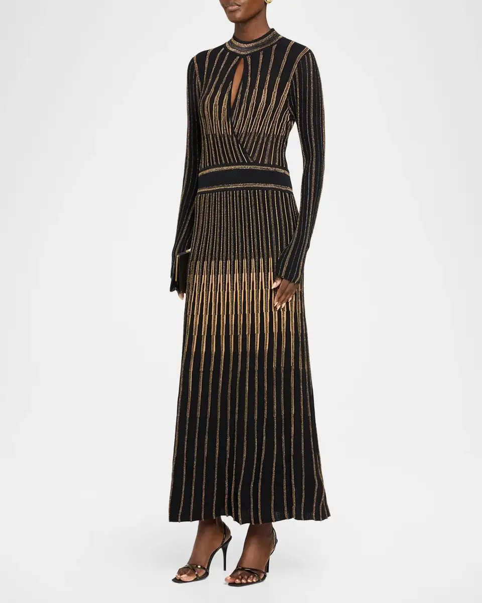Elie Tahari The Alicia Shimmer-Knit Cutout Maxi Dress | Thumbnail 4 Elie Tahari The Alicia Shimmer-Knit Cutout Maxi Dress | Thumbnail 4