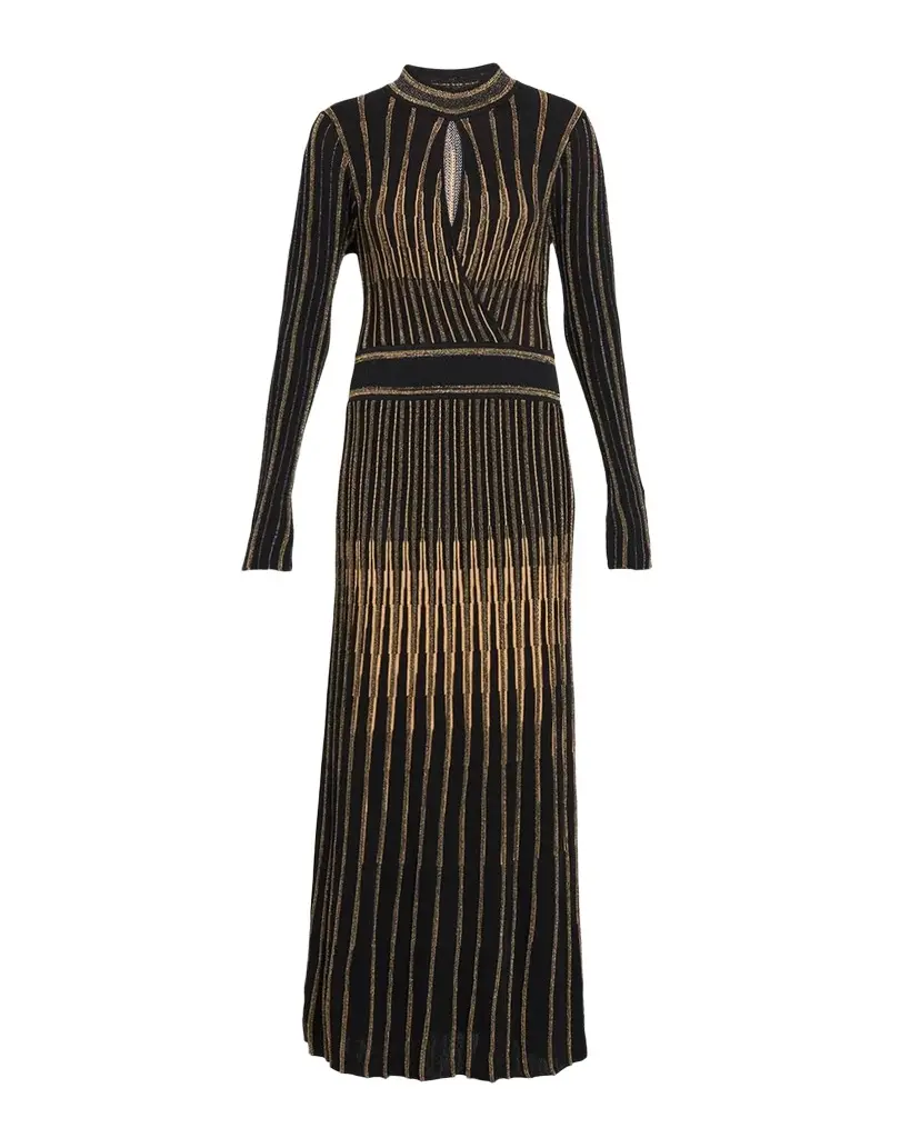 The Alicia Shimmer-Knit Cutout Maxi Dress