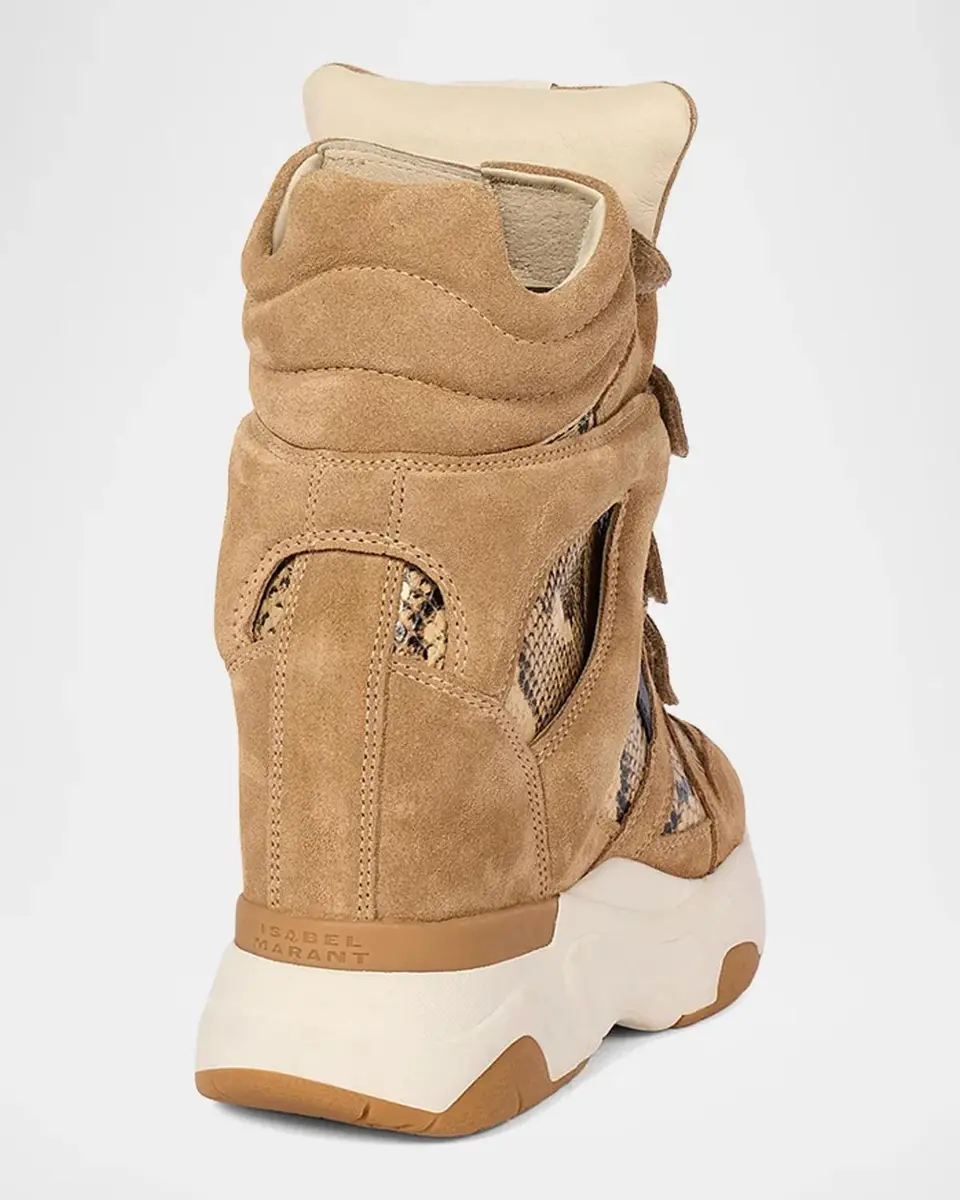 Isabel Marant Bekett Ring 50MM Suede & Snake-Embossed Leather High-Top Sneakers | Thumbnail 2 Isabel Marant Bekett Ring 50MM Suede & Snake-Embossed Leather High-Top Sneakers | Thumbnail 2