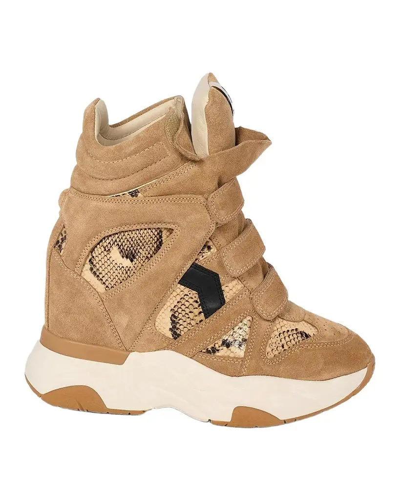 Bekett Ring 50MM Suede & Snake-Embossed Leather High-Top Sneakers