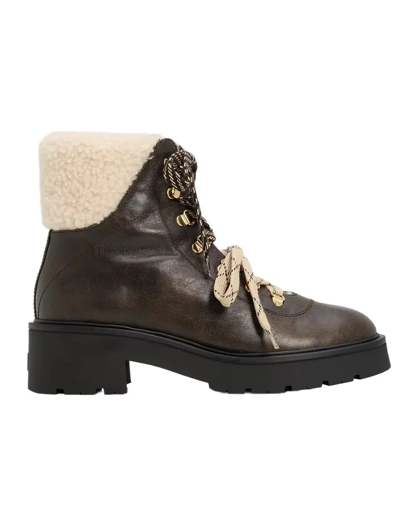 Stuart Weitzman Ren Shearling-Lined Leather Hiker Boots