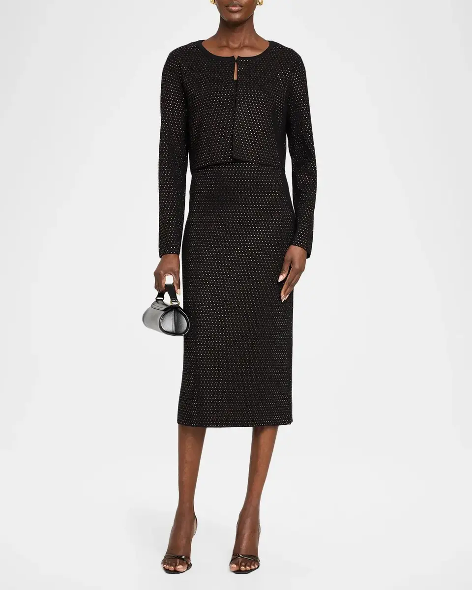 Elie Tahari The Blakely Rhinestone Cropped Cardigan | Thumbnail 2 Elie Tahari The Blakely Rhinestone Cropped Cardigan | Thumbnail 2