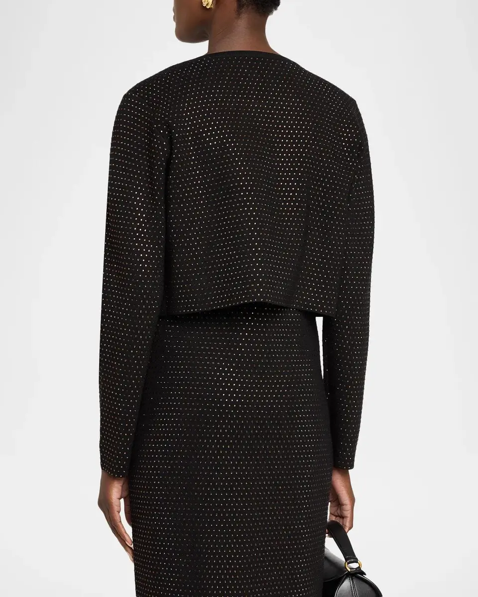 Elie Tahari The Blakely Rhinestone Cropped Cardigan | Thumbnail 3 Elie Tahari The Blakely Rhinestone Cropped Cardigan | Thumbnail 3